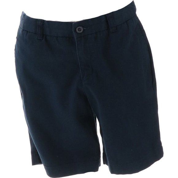 NWT LANDS' END GIRL'S PLAIN FRONT STAIN RESISTANT CHINO SHORTS CLASSIC NAVY - Picture 1 of 14